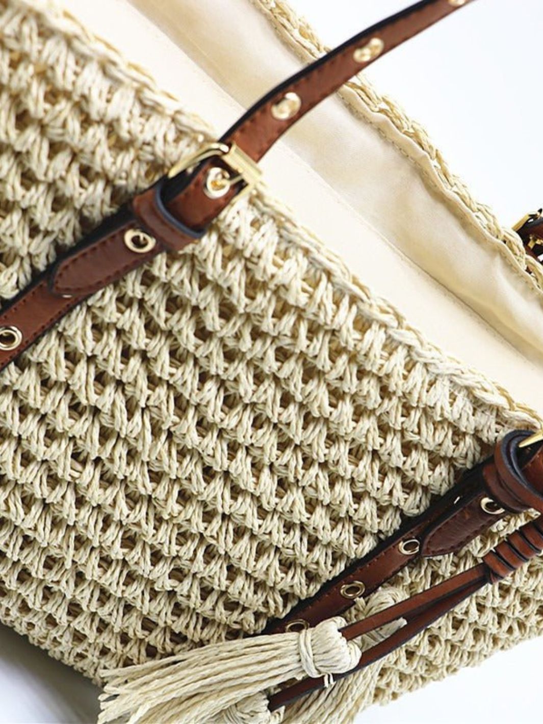 Panier cabas en paille et cuir