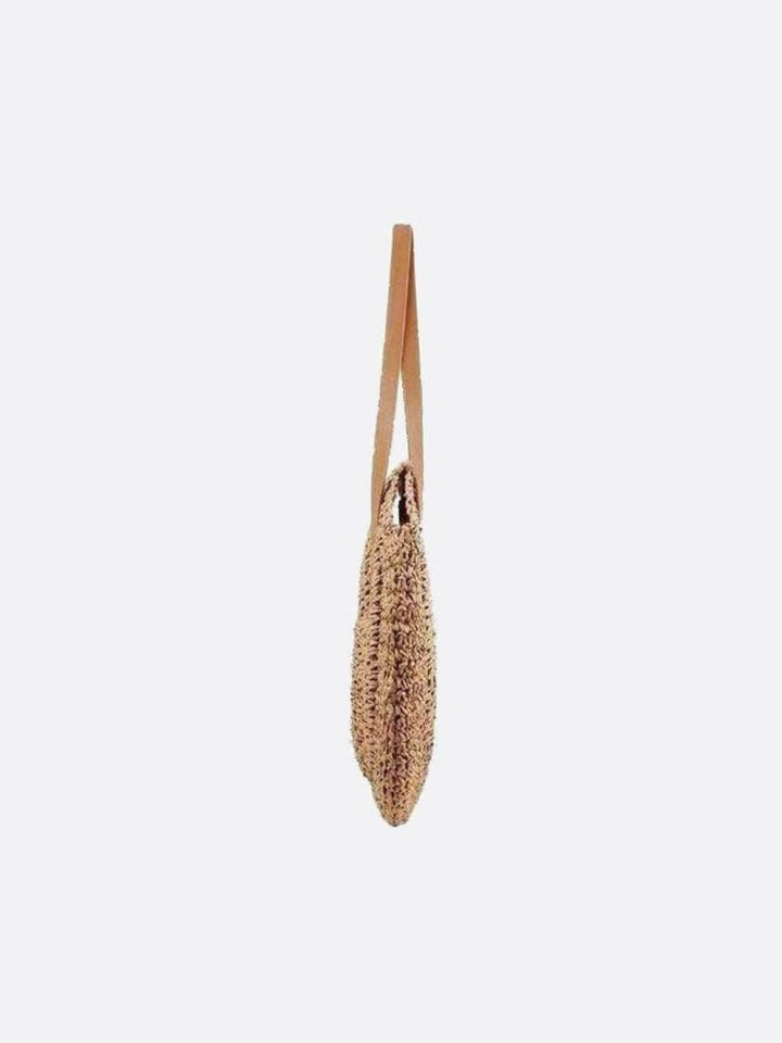 Sac rond en paille de couleur