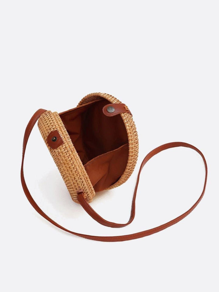 Sac rond en rotin avec bandoulière
